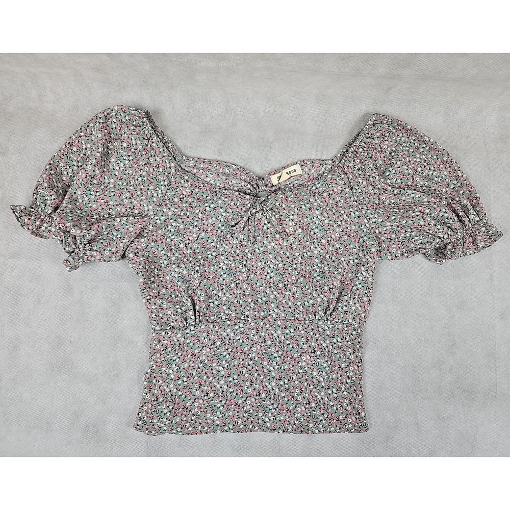 Blue Moon Top Womens Size Medium Floral Print Short Sleeve NWT